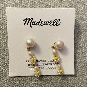 Madewell Freshwater Pearl and Yellow Bead Earrings